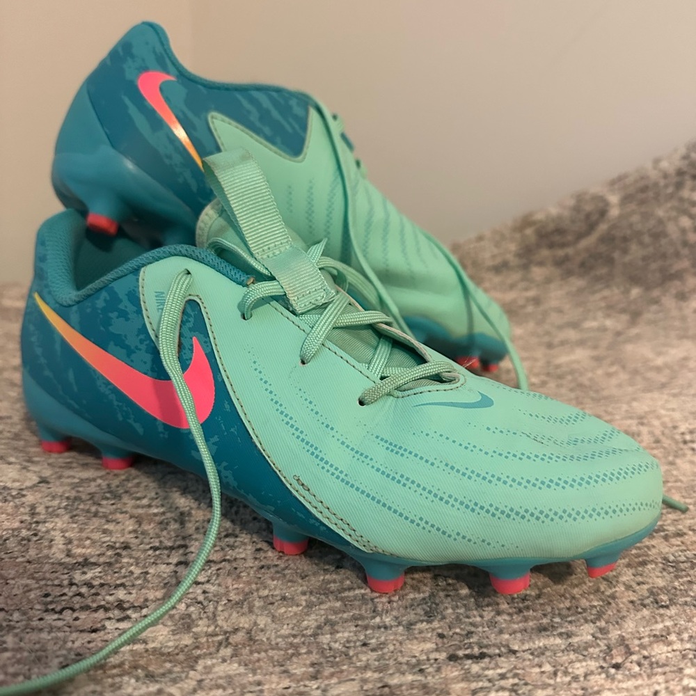 Nike Kids Teal and Pink Soccer Cleats